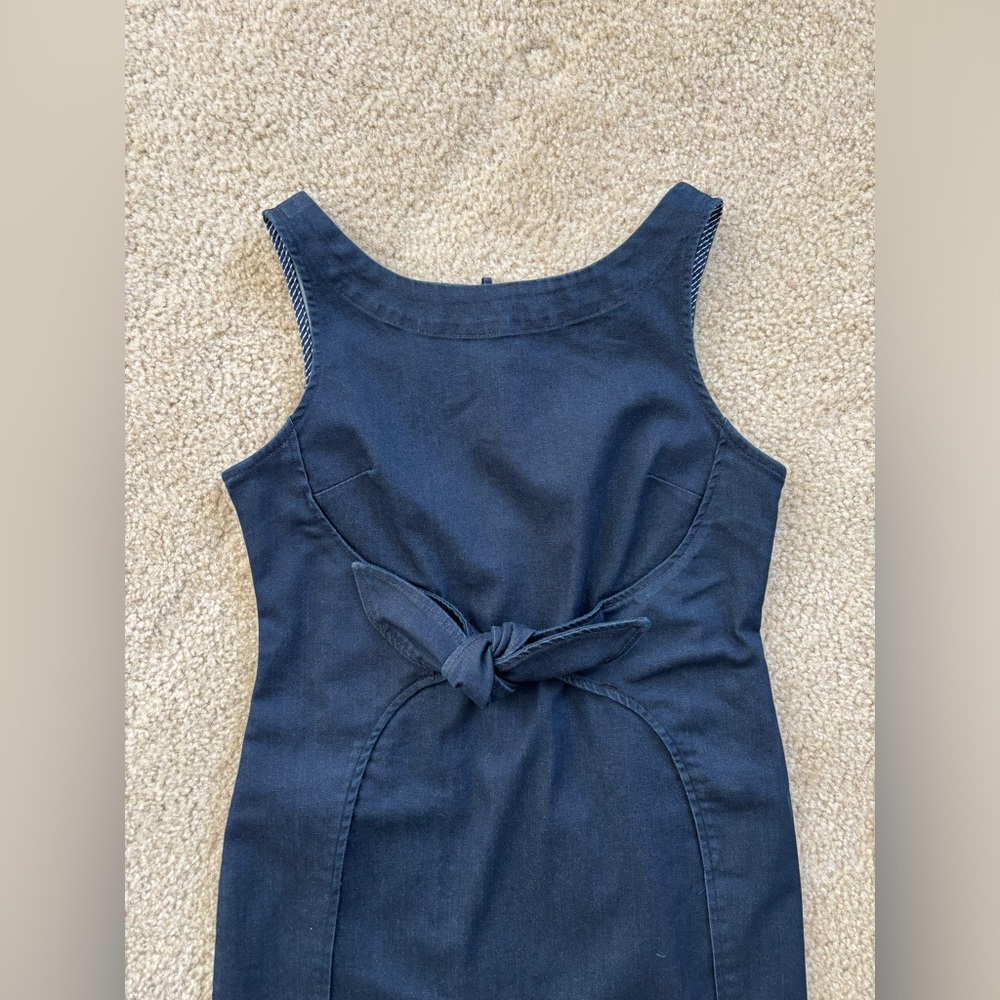Anthropologie Holding Horses Dress Women's Petite 6 Denim Clara Tie Waist Mini